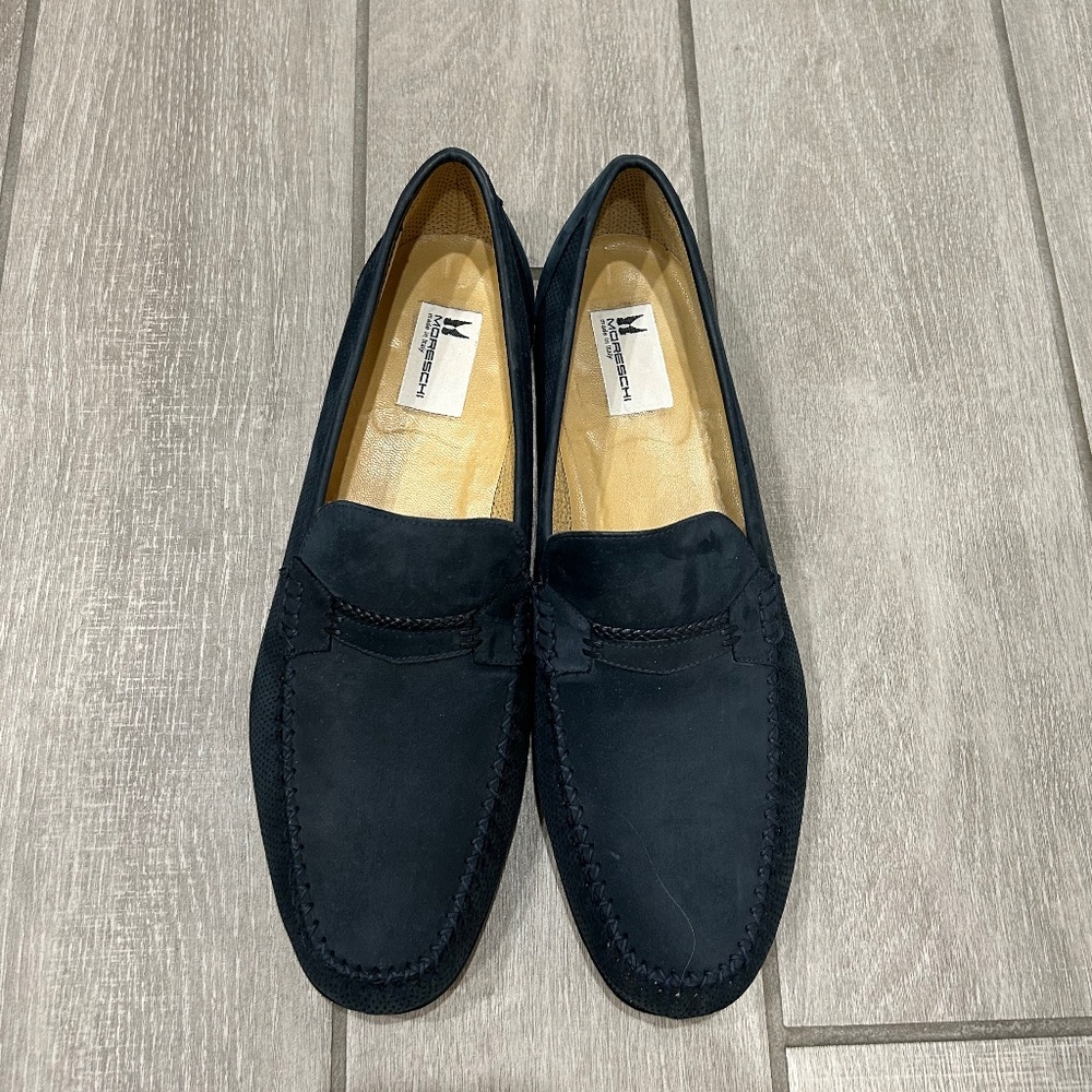 Men’s Shoes – Moreschi Italian Suede Loafers Navy Blue | Size 11.5